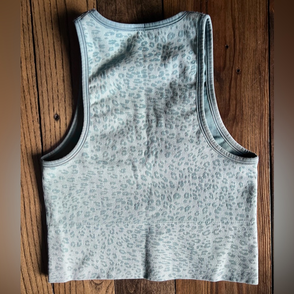 ATHLETA • Aurora crop rib tank camisole cami Vneck animal print sports bra - Picture 2 of 11